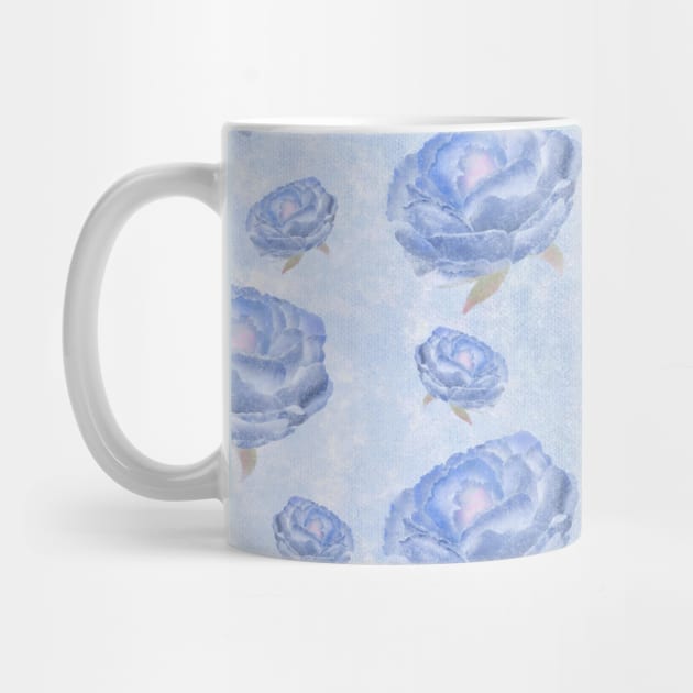 Watercolour blue peonies flowery pattern by Arch4Design